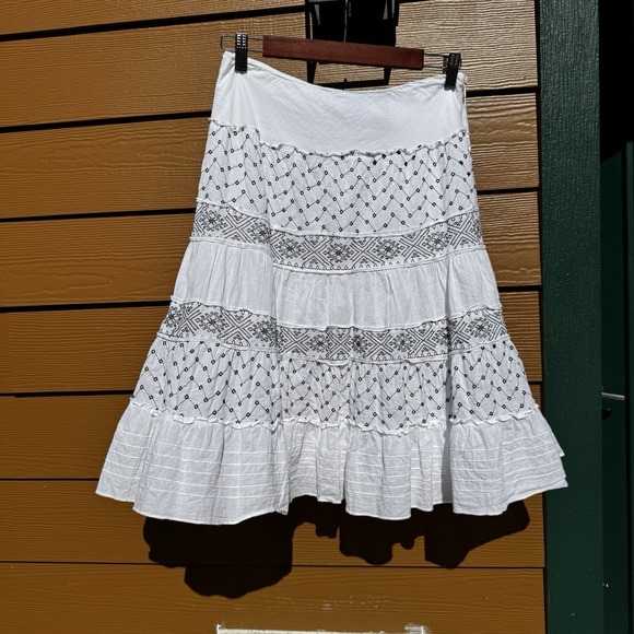 Apostrophe Lined A Line Skirt Sz 6 Cotton Cottage-core Romantic Midi Side Zip - Picture 2 of 14